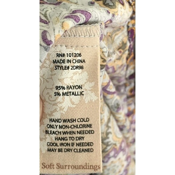 Soft Surroundings Top Women's Size Medium Multicolor Floral Button Up - Picture 5 of 6